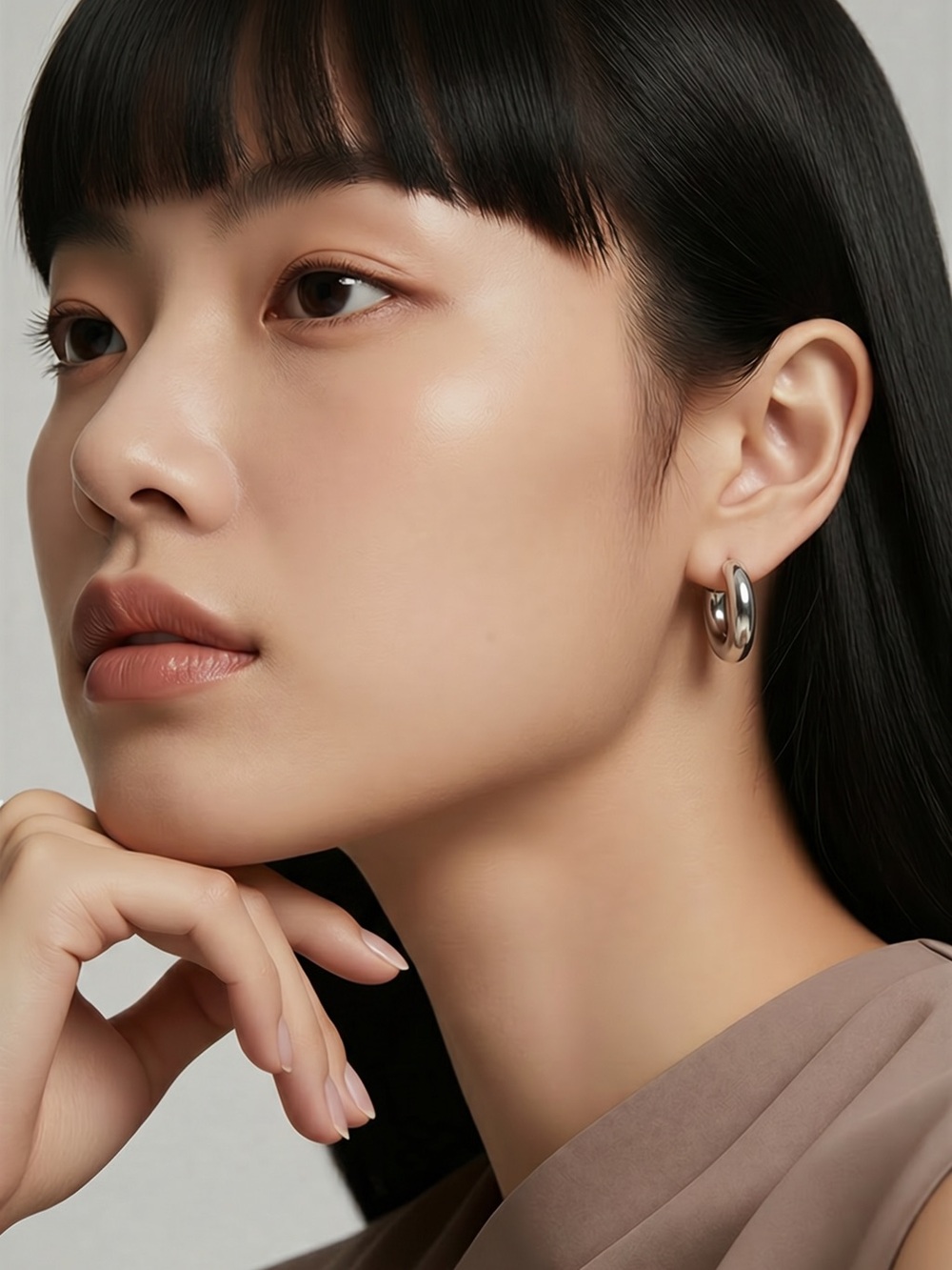 Madison Shiny Silver Rounded Hoop Earrings